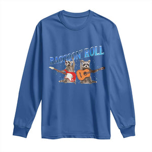 Raccoon Rock And Roll Long Sleeve Shirt Funny Rock Band Playing Guitar Electric Music Lover TS12 Royal Blue Print Your Wear