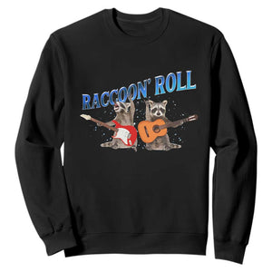 Raccoon Rock And Roll Sweatshirt Funny Rock Band Playing Guitar Electric Music Lover TS12 Black Print Your Wear