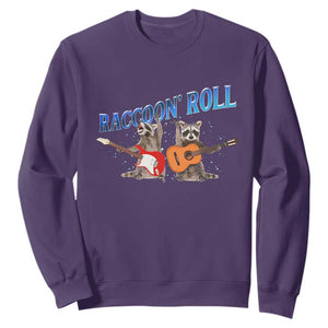 Raccoon Rock And Roll Sweatshirt Funny Rock Band Playing Guitar Electric Music Lover TS12 Purple Print Your Wear
