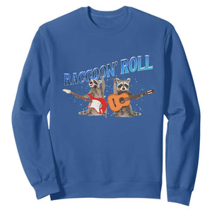 Raccoon Rock And Roll Sweatshirt Funny Rock Band Playing Guitar Electric Music Lover TS12 Royal Blue Print Your Wear