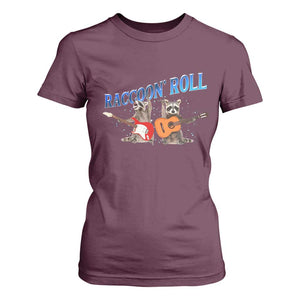 Raccoon Rock And Roll T Shirt For Women Funny Rock Band Playing Guitar Electric Music Lover TS12 Maroon Print Your Wear
