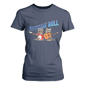 Raccoon Rock And Roll T Shirt For Women Funny Rock Band Playing Guitar Electric Music Lover TS12 Navy Print Your Wear