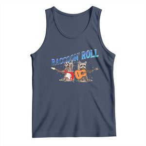 Raccoon Rock And Roll Tank Top Funny Rock Band Playing Guitar Electric Music Lover TS12 Navy Print Your Wear