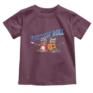 Raccoon Rock And Roll Toddler T Shirt Funny Rock Band Playing Guitar Electric Music Lover TS12 Maroon Print Your Wear