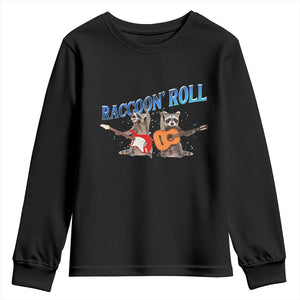 Raccoon Rock And Roll Youth Sweatshirt Funny Rock Band Playing Guitar Electric Music Lover TS12 Black Print Your Wear