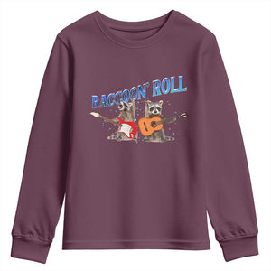 Raccoon Rock And Roll Youth Sweatshirt Funny Rock Band Playing Guitar Electric Music Lover TS12 Maroon Print Your Wear