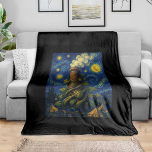 Starry Night Hops Brewery Throw Blanket Vintage Hops Beer Lover Painterly