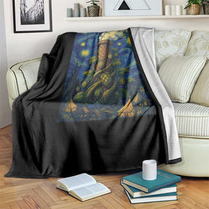 Starry Night Hops Brewery Throw Blanket Vintage Hops Beer Lover Painterly