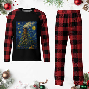 Starry Night Hops Brewery Plaid Pajama Set Vintage Hops Beer Lover Painterly