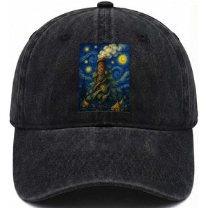 Starry Night Hops Brewery Washed Cotton Baseball Cap Vintage Hops Beer Lover Painterly