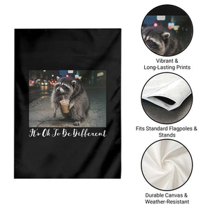 Its Ok To Be Different Jimothy Raccoon Garden Flag Funny Short Spine Wildlife