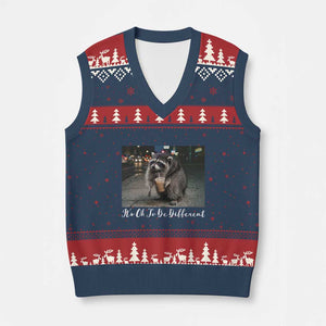 Its Ok To Be Different Jimothy Raccoon V-Neck Knit Sweater Vest Funny Short Spine Wildlife