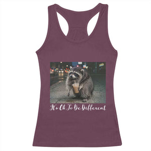 Its Ok To Be Different Jimothy Raccoon Racerback Tank Top Funny Short Spine Wildlife