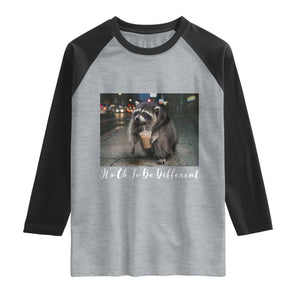 Its Ok To Be Different Jimothy Raccoon Raglan Shirt Funny Short Spine Wildlife