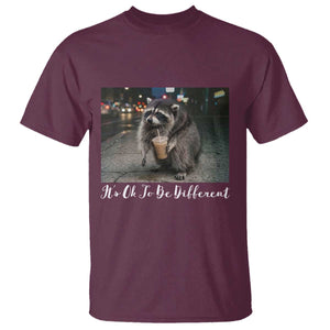 Its Ok To Be Different Jimothy Raccoon T Shirt Funny Short Spine Wildlife