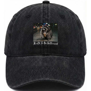 Its Ok To Be Different Jimothy Raccoon Washed Cotton Baseball Cap Funny Short Spine Wildlife