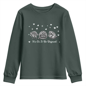 Its Ok To Be Different Jimothy Raccoon Youth Sweatshirt Cute Trash Panda Viral Animal Lover Gift