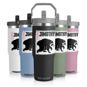 Jimothy The Raccoon Flip Straw Tumbler Japanese Style Trash Panda Graphic