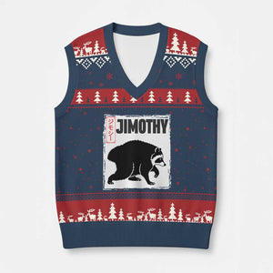 Jimothy The Raccoon V-Neck Knit Sweater Vest Japanese Style Trash Panda Graphic