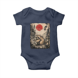 Vintage Japanese Ukiyoe Raccoon Baby Onesie Seattle Short Spine Trash Panda