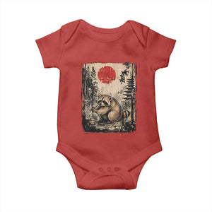 Vintage Japanese Ukiyoe Raccoon Baby Onesie Seattle Short Spine Trash Panda