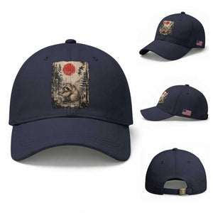 Vintage Japanese Ukiyoe Raccoon Baseball Cap Seattle Short Spine Trash Panda