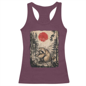 Vintage Japanese Ukiyoe Raccoon Racerback Tank Top Seattle Short Spine Trash Panda