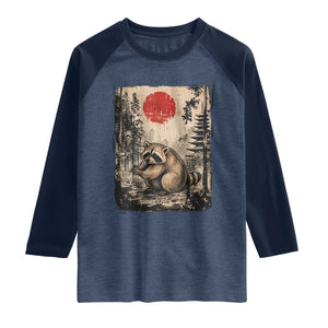 Vintage Japanese Ukiyoe Raccoon Raglan Shirt Seattle Short Spine Trash Panda