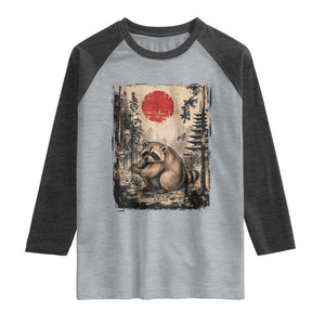 Vintage Japanese Ukiyoe Raccoon Raglan Shirt Seattle Short Spine Trash Panda
