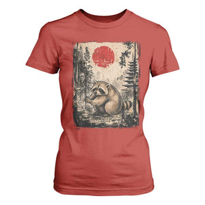 Vintage Japanese Ukiyoe Raccoon T Shirt For Women Seattle Short Spine Trash Panda