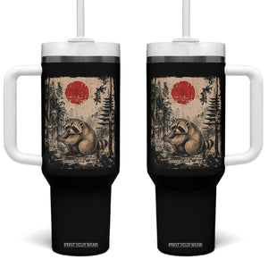 Vintage Japanese Ukiyoe Raccoon Tumbler With Handle Seattle Short Spine Trash Panda
