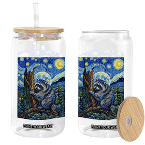 Seattle Trash Panda Starry Night Graphic Glass Can Funny Short King Raccoon