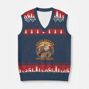 Funny Craft Beer Drinker Monks V-Neck Knit Sweater Vest Lifes Better With Beer