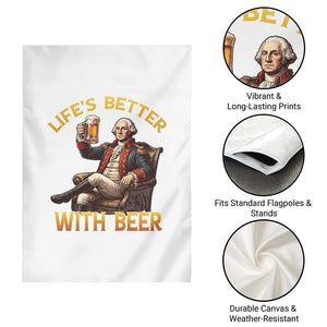 George Washington Lifes Better With Beer Garden Flag Funny Founding Father Beer Lover