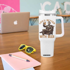 Abraham Lincoln Lifes Better With Beer Tumbler With Handle Funny American President Beer Lover