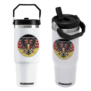 German Eagle Beer Lover Flip Straw Tumbler Vintage Bavarian Oktoberfest Beer