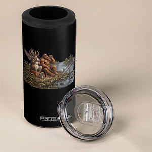 Funny Wolpertinger Bigfoot Fishing 4 in 1 Can Cooler Tumbler Beer Drinking Cryptid Fisherman Gift