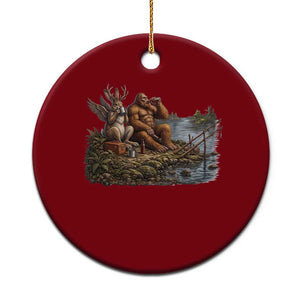 Funny Wolpertinger Bigfoot Fishing Ceramic Ornament Beer Drinking Cryptid Fisherman Gift