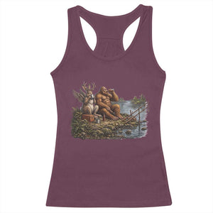 Funny Wolpertinger Bigfoot Fishing Racerback Tank Top Beer Drinking Cryptid Fisherman Gift
