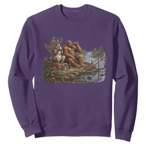 Funny Wolpertinger Bigfoot Fishing Sweatshirt Beer Drinking Cryptid Fisherman Gift