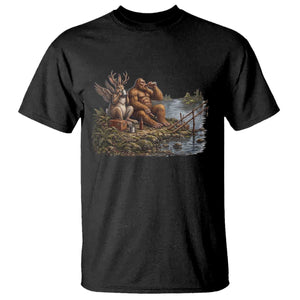 Funny Wolpertinger Bigfoot Fishing T Shirt Beer Drinking Cryptid Fisherman Gift