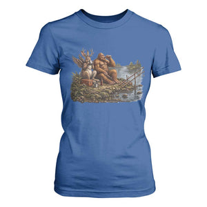 Funny Wolpertinger Bigfoot Fishing T Shirt For Women Beer Drinking Cryptid Fisherman Gift