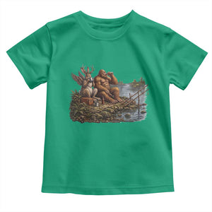 Funny Wolpertinger Bigfoot Fishing Toddler T Shirt Beer Drinking Cryptid Fisherman Gift
