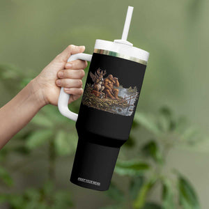Funny Wolpertinger Bigfoot Fishing Tumbler With Handle Beer Drinking Cryptid Fisherman Gift