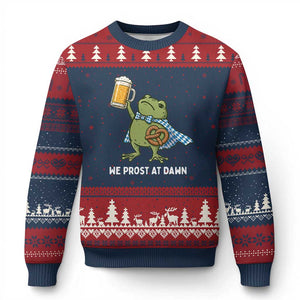 Funny Frog Oktoberfest Bavarian Beer Lover Ugly Christmas Sweater We Prost At Dawn