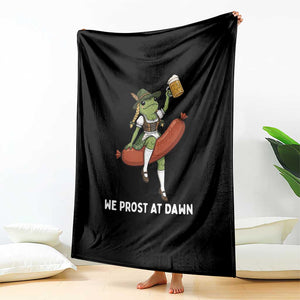 Funny Oktoberfest Frog Throw Blanket We Prost At Dawn Dirndl Sausage Beer Lover