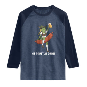 Funny Oktoberfest Frog Raglan Shirt We Prost At Dawn Dirndl Sausage Beer Lover