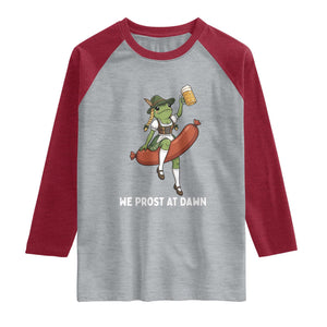 Funny Oktoberfest Frog Raglan Shirt We Prost At Dawn Dirndl Sausage Beer Lover