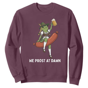 Funny Oktoberfest Frog Sweatshirt We Prost At Dawn Dirndl Sausage Beer Lover