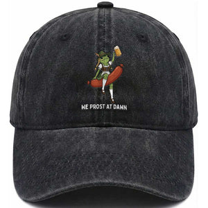Funny Oktoberfest Frog Washed Cotton Baseball Cap We Prost At Dawn Dirndl Sausage Beer Lover